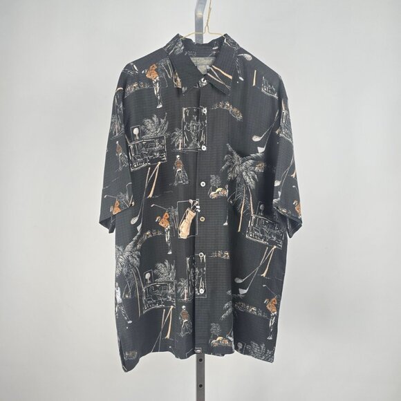 Tori Richard Honolulu Black Golf Print Button Up Shirt Size L - Picture 6 of 7